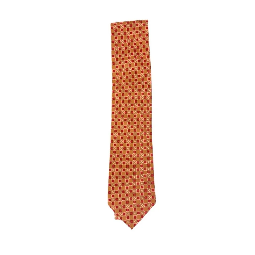 IKE by IKE BEHAR Orange Geometric Necktie‎ 100% Silk 60
